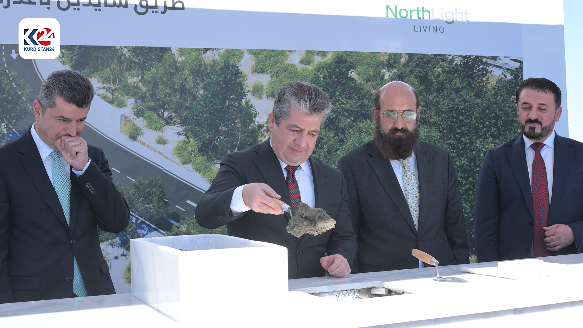 سەرۆکوەزیران مەسرور بارزانی بەردی بناغەی ڕێگەی باعەدرێ-ئێتیتی دانا